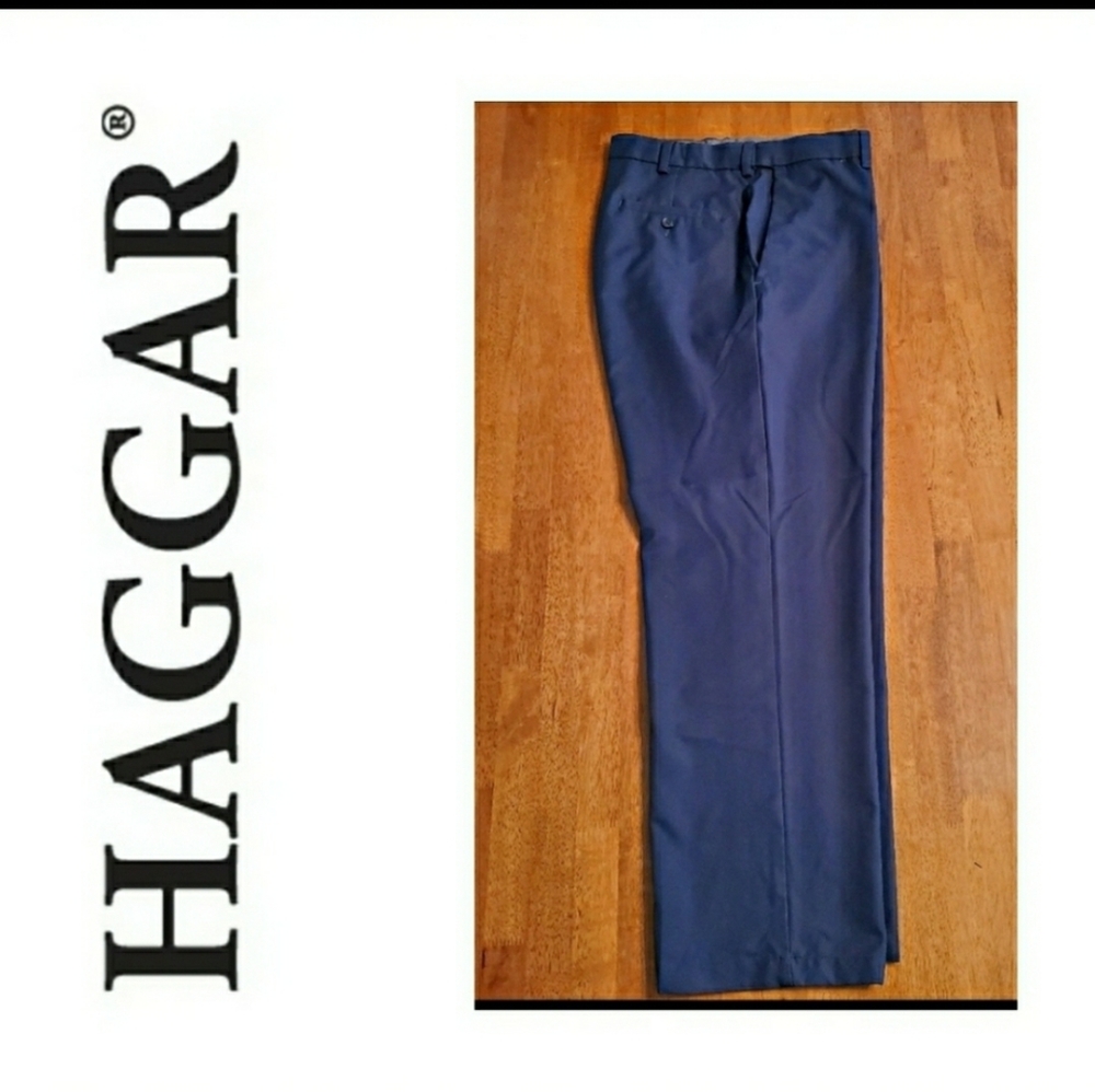 Haggar Navy Dress Pants Cool 18 Pro 34 x 30